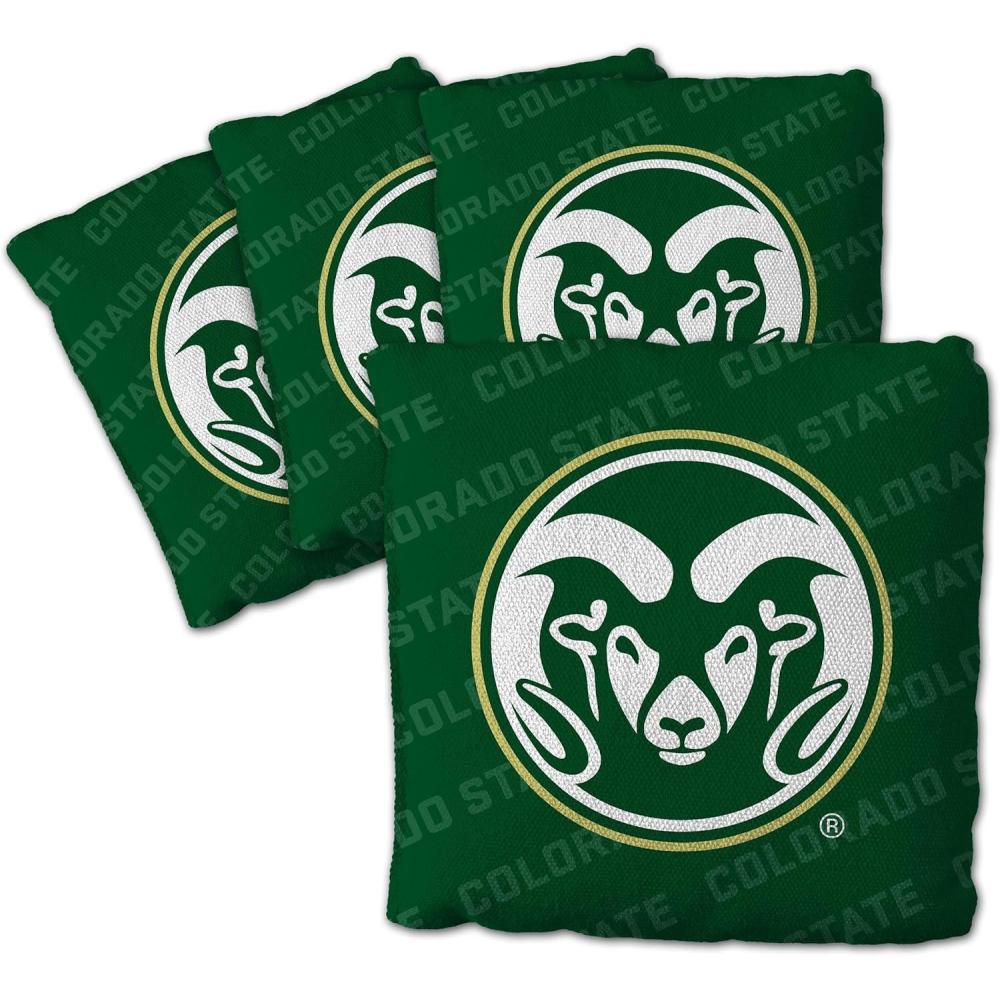 imageYouTheFan OfficiallyLicensed NCAA Set of 4 Cornhole Bags  All Weather Regulation 6 x 6 Size  16oz Weight  Designed in USAColorado State Rams  Green