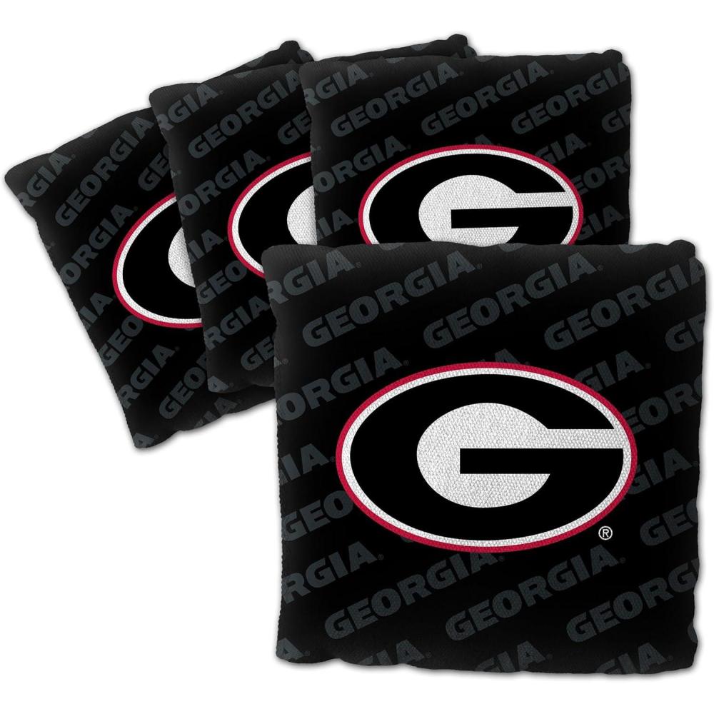 imageYouTheFan OfficiallyLicensed NCAA Set of 4 Cornhole Bags All Weather Regulation 6 x 6 Size 16oz Weight Designed in USAGeorgia Bulldogs Black