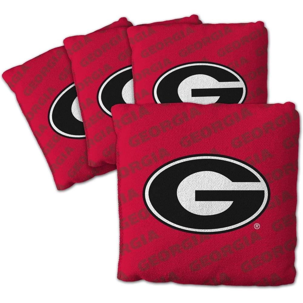 imageYouTheFan OfficiallyLicensed NCAA Set of 4 Cornhole Bags  All Weather Regulation 6 x 6 Size  16oz Weight  Designed in USAGeorgia Bulldogs  Red