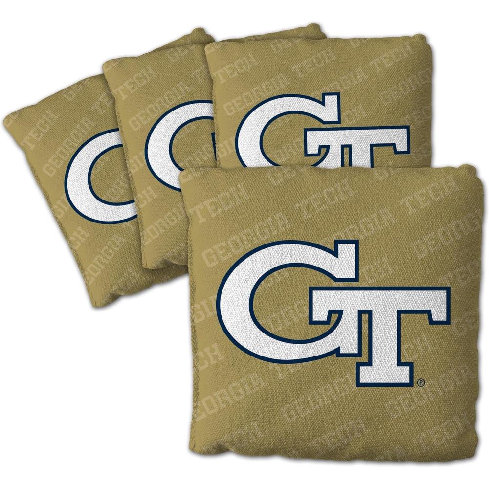 imageYouTheFan OfficiallyLicensed NCAA Set of 4 Cornhole Bags  All Weather Regulation 6 x 6 Size  16oz Weight  Designed in USAGeorgia Tech Yellow Jackets  Gold