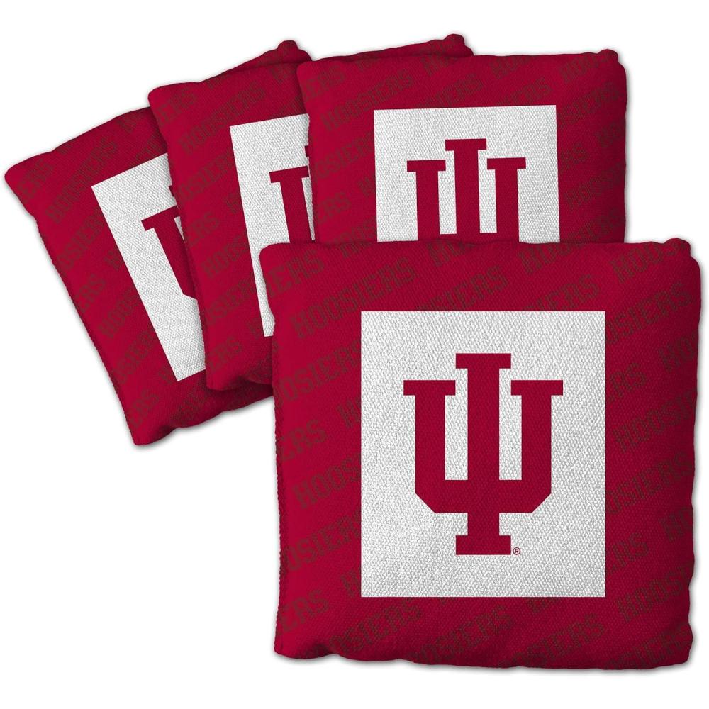 imageYouTheFan OfficiallyLicensed NCAA Set of 4 Cornhole Bags  All Weather Regulation 6 x 6 Size  16oz Weight  Designed in USAIndiana Hoosiers  Red