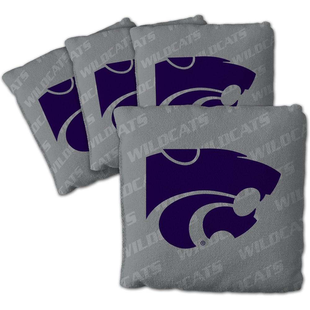 imageYouTheFan OfficiallyLicensed NCAA Set of 4 Cornhole Bags  All Weather Regulation 6 x 6 Size  16oz Weight  Designed in USAKansas State Wildcats  Grey