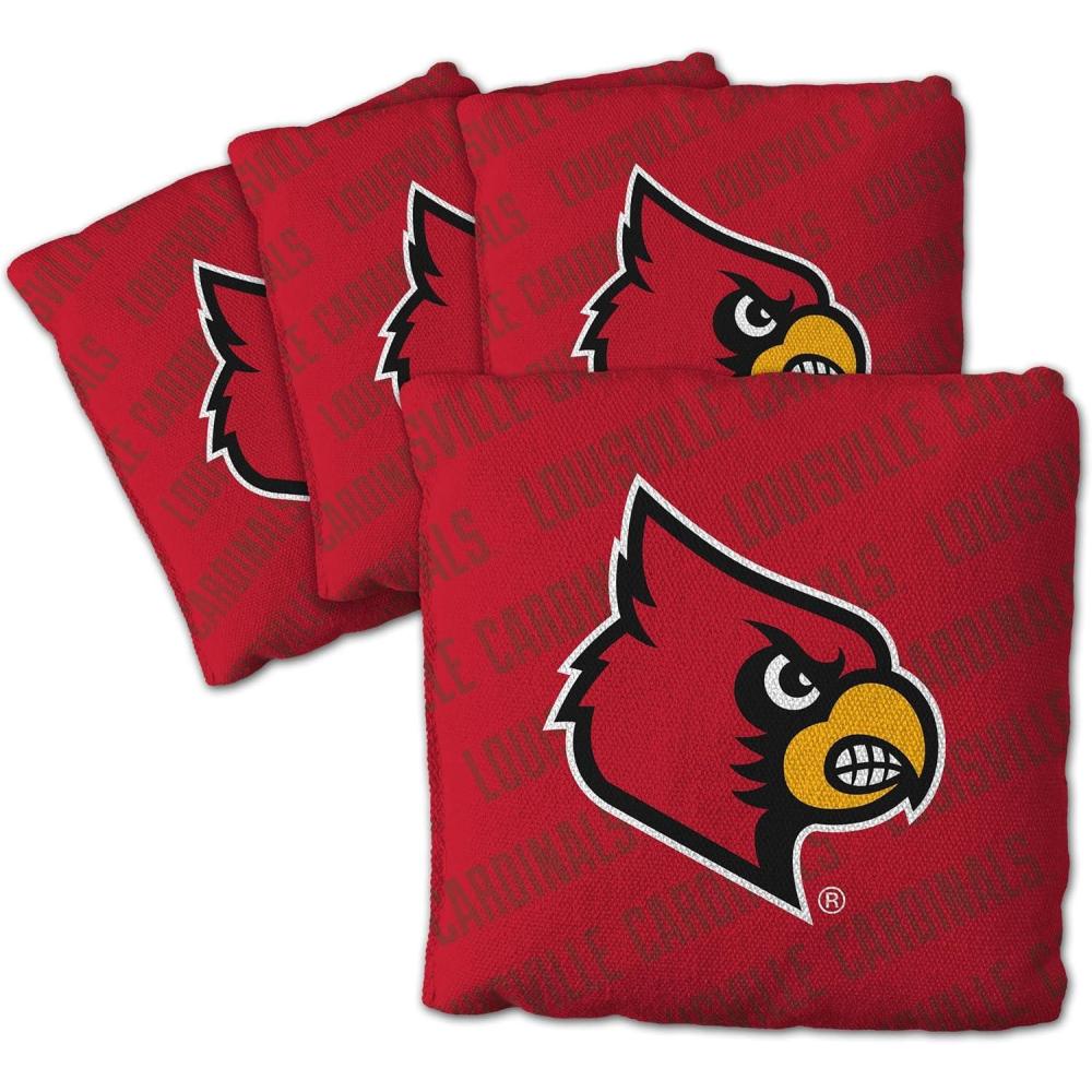 imageYouTheFan OfficiallyLicensed NCAA Set of 4 Cornhole Bags  All Weather Regulation 6 x 6 Size  16oz Weight  Designed in USALouisville Cardinals  Red