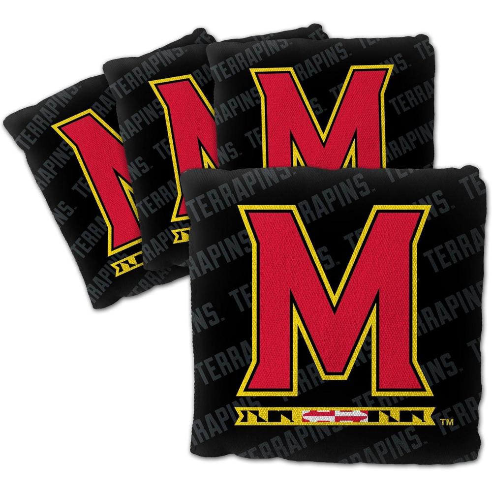 imageYouTheFan OfficiallyLicensed NCAA Set of 4 Cornhole Bags  All Weather Regulation 6 x 6 Size  16oz Weight  Designed in USAMaryland Terrapins  Black