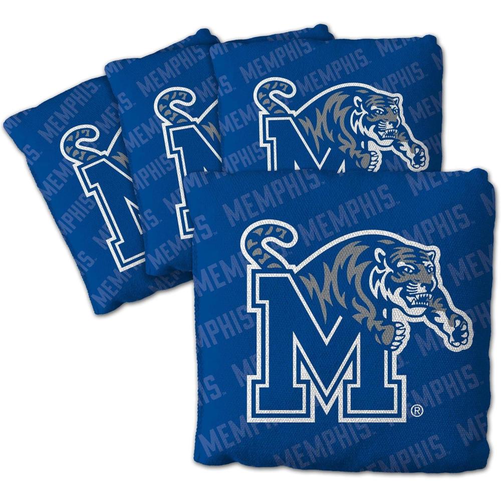 imageYouTheFan OfficiallyLicensed NCAA Set of 4 Cornhole Bags  All Weather Regulation 6 x 6 Size  16oz Weight  Designed in USAMemphis Tigers  Blue