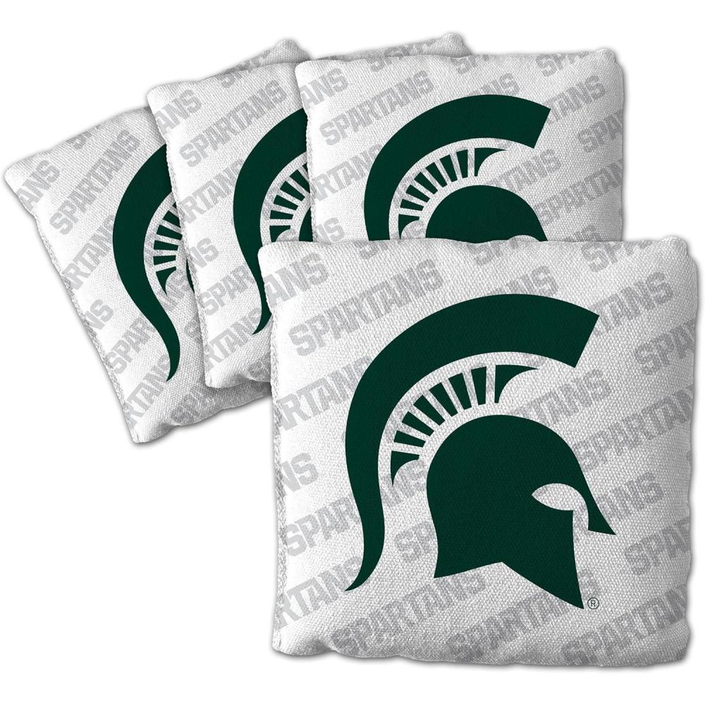imageYouTheFan OfficiallyLicensed NCAA Set of 4 Cornhole Bags  All Weather Regulation 6 x 6 Size  16oz Weight  Designed in USAMichigan State Spartans  White