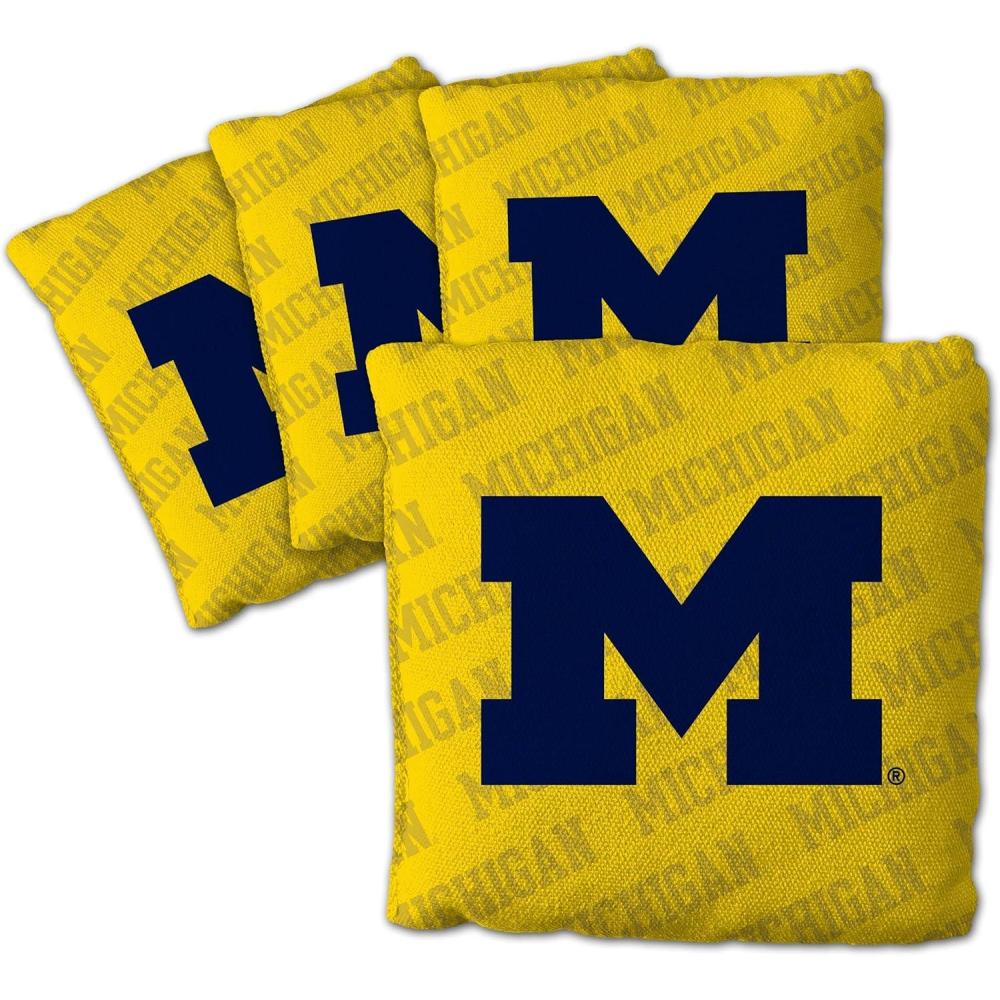 imageYouTheFan OfficiallyLicensed NCAA Set of 4 Cornhole Bags  All Weather Regulation 6 x 6 Size  16oz Weight  Designed in USAMichigan Wolverines  Yellow