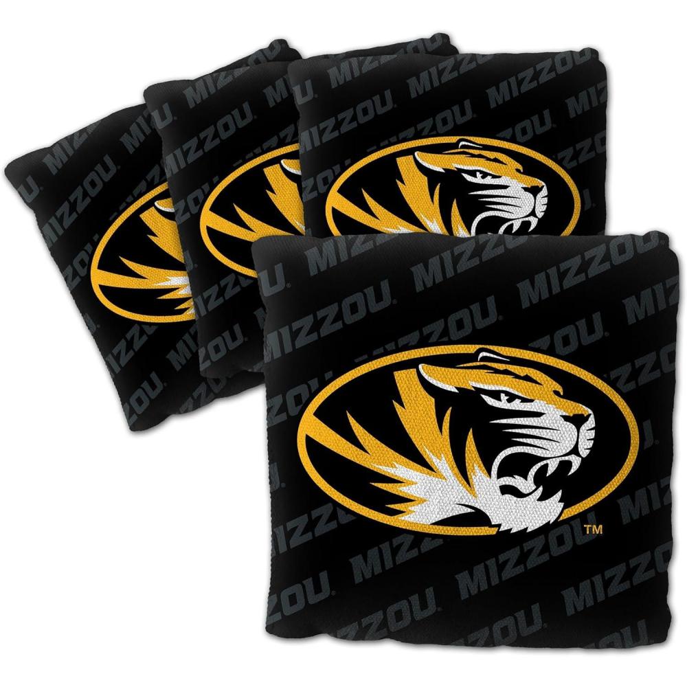 imageYouTheFan OfficiallyLicensed NCAA Set of 4 Cornhole Bags  All Weather Regulation 6 x 6 Size  16oz Weight  Designed in USAMissouri Tigers  Black
