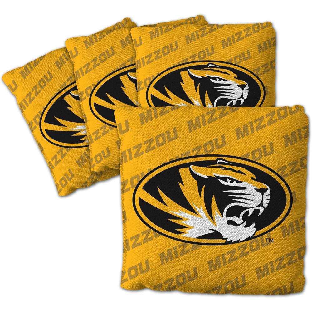 imageYouTheFan OfficiallyLicensed NCAA Set of 4 Cornhole Bags  All Weather Regulation 6 x 6 Size  16oz Weight  Designed in USAMissouri Tigers  Yellow