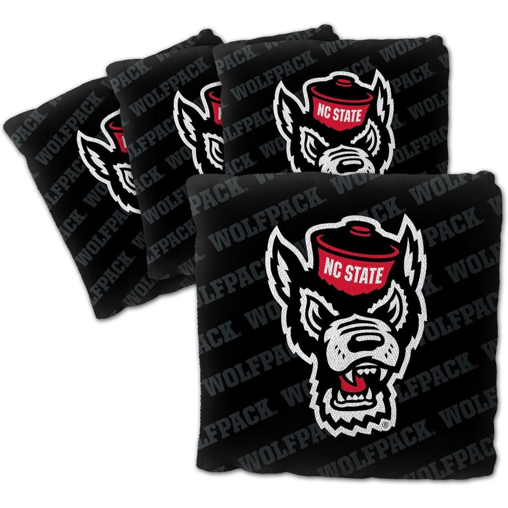 imageYouTheFan OfficiallyLicensed NCAA Set of 4 Cornhole Bags  All Weather Regulation 6 x 6 Size  16oz Weight  Designed in USANC State Wolfpack  Black