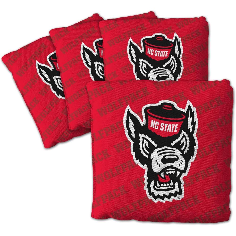 imageYouTheFan OfficiallyLicensed NCAA Set of 4 Cornhole Bags  All Weather Regulation 6 x 6 Size  16oz Weight  Designed in USANC State Wolfpack  Red