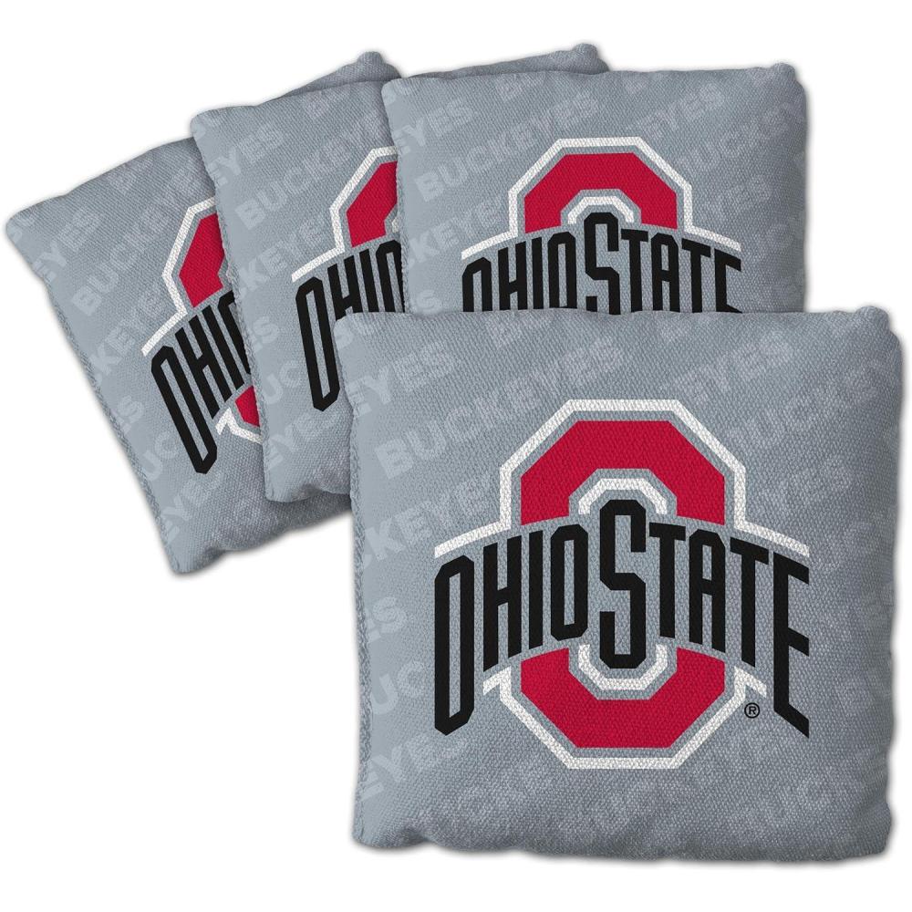 imageYouTheFan OfficiallyLicensed NCAA Set of 4 Cornhole Bags  All Weather Regulation 6 x 6 Size  16oz Weight  Designed in USAOhio State Buckeyes  Grey