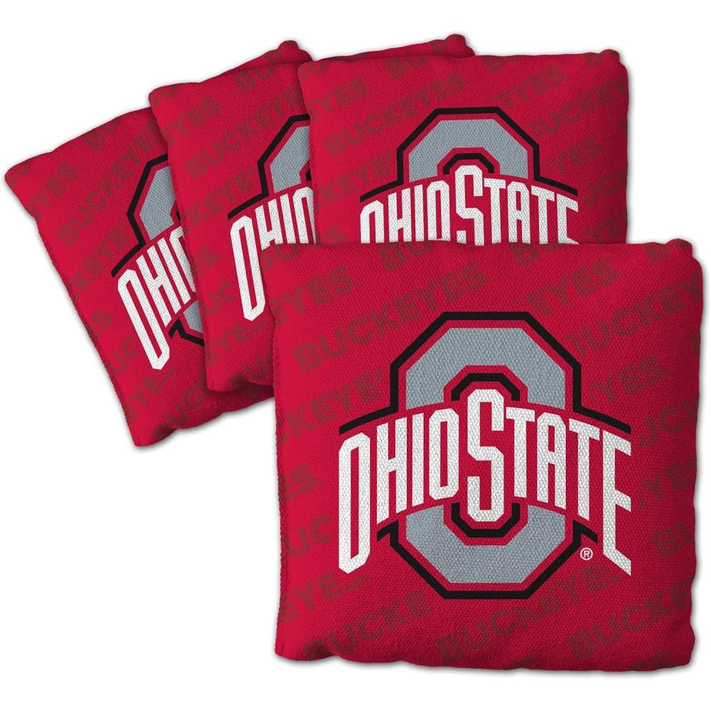 imageYouTheFan OfficiallyLicensed NCAA Set of 4 Cornhole Bags  All Weather Regulation 6 x 6 Size  16oz Weight  Designed in USAOhio State Buckeyes  Red