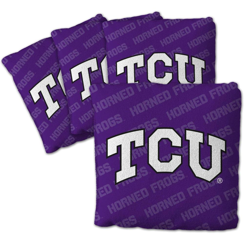 imageYouTheFan OfficiallyLicensed NCAA Set of 4 Cornhole Bags  All Weather Regulation 6 x 6 Size  16oz Weight  Designed in USATCU Horned Frogs  Purple