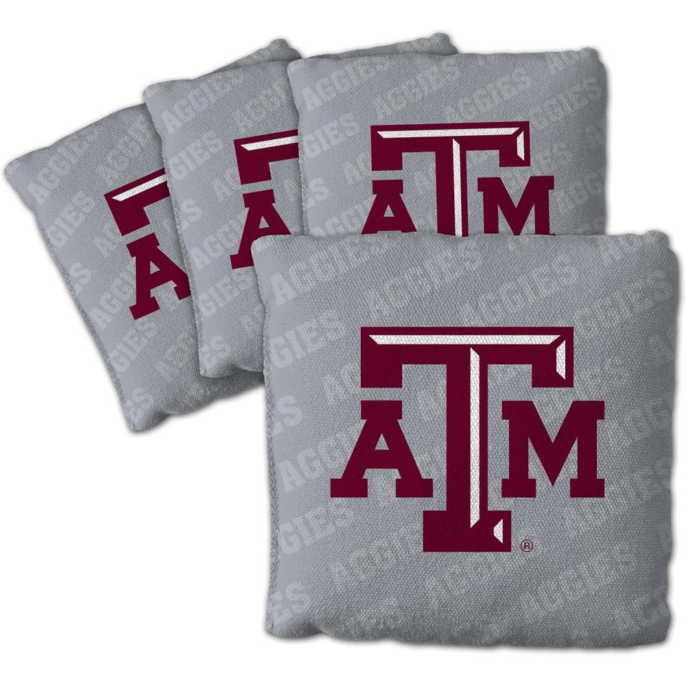 imageYouTheFan OfficiallyLicensed NCAA Set of 4 Cornhole Bags  All Weather Regulation 6 x 6 Size  16oz Weight  Designed in USATexas AM Aggies  Grey
