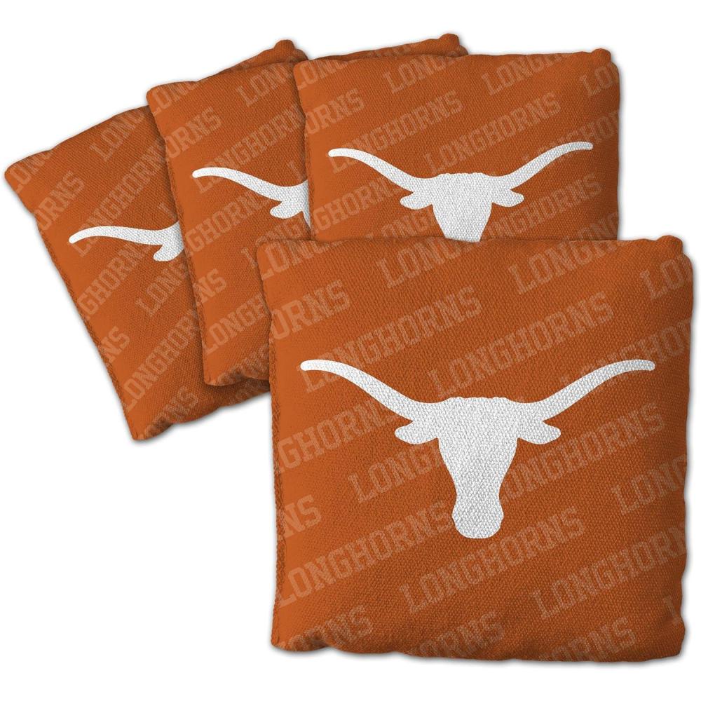 imageYouTheFan OfficiallyLicensed NCAA Set of 4 Cornhole Bags  All Weather Regulation 6 x 6 Size  16oz Weight  Designed in USATexas Longhorns  Orange