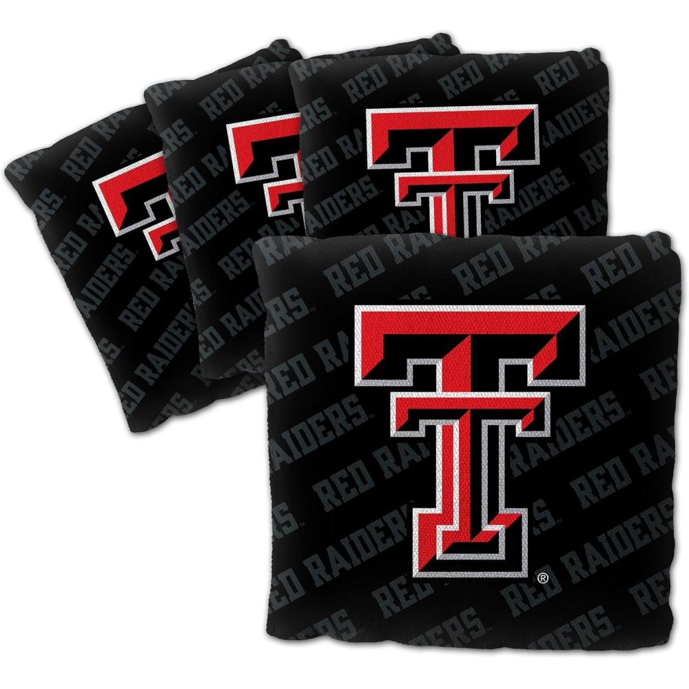 imageYouTheFan OfficiallyLicensed NCAA Set of 4 Cornhole Bags  All Weather Regulation 6 x 6 Size  16oz Weight  Designed in USATexas Tech Red Raiders  Black