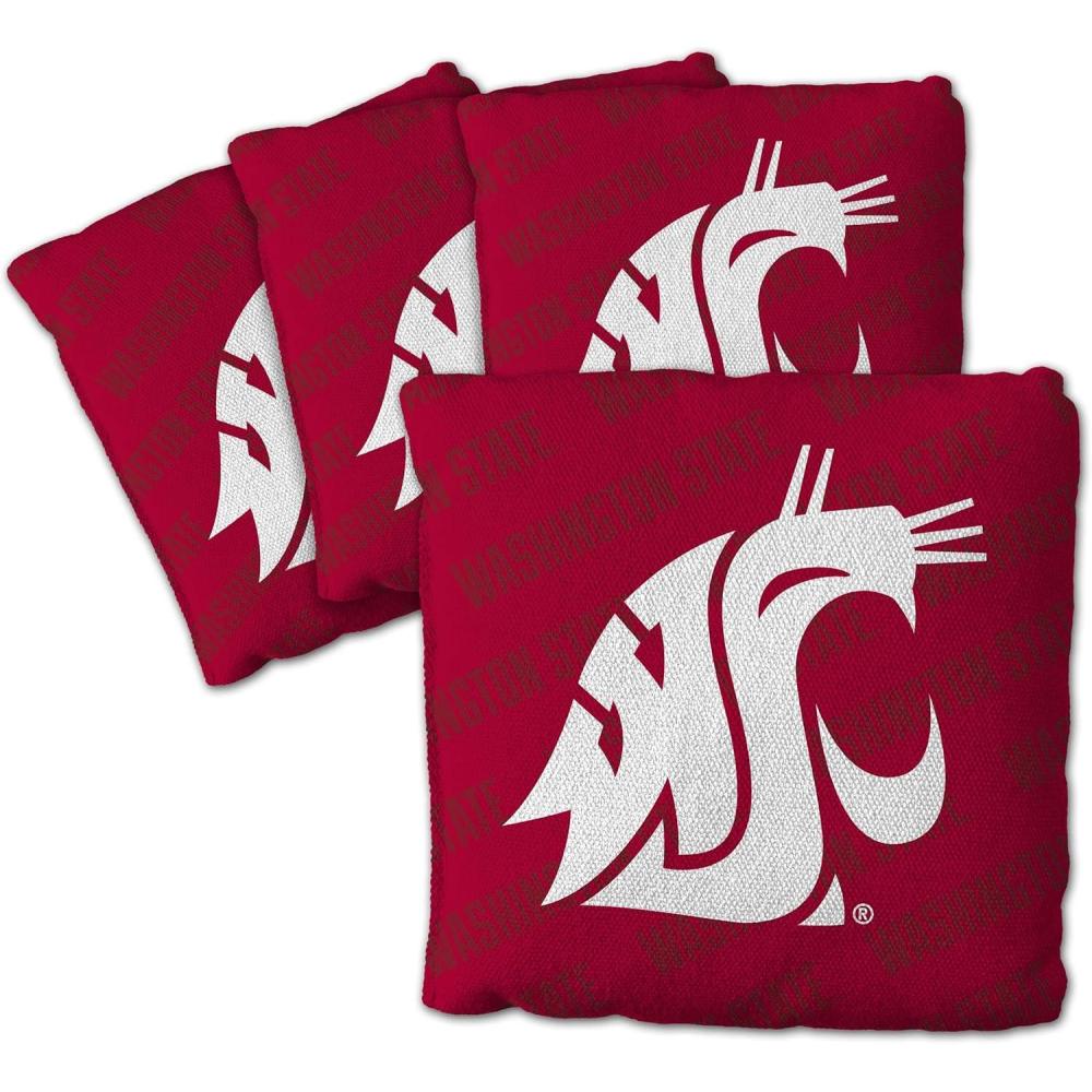 imageYouTheFan OfficiallyLicensed NCAA Set of 4 Cornhole Bags  All Weather Regulation 6 x 6 Size  16oz Weight  Designed in USAWashington State Cougars  Red
