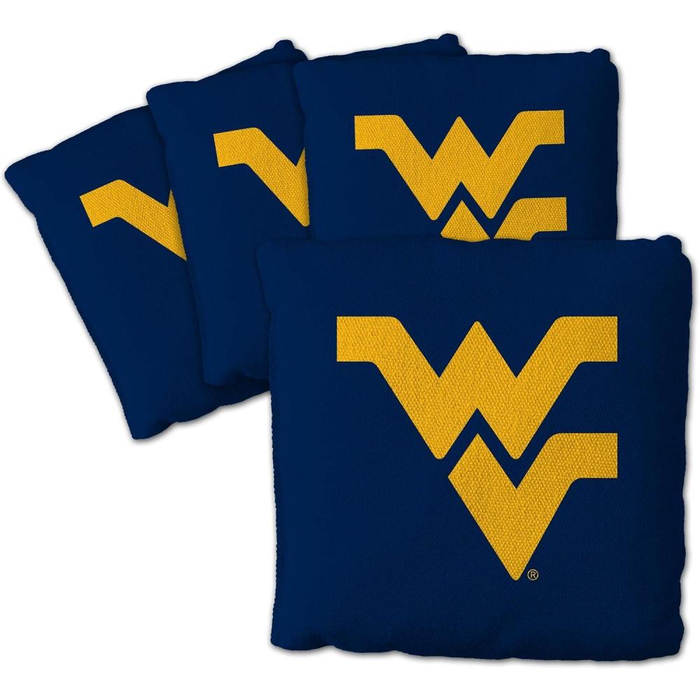 imageYouTheFan OfficiallyLicensed NCAA Set of 4 Cornhole Bags All Weather Regulation 6 x 6 Size 16oz Weight Designed in USAWest Virginia Mountaineers Blue