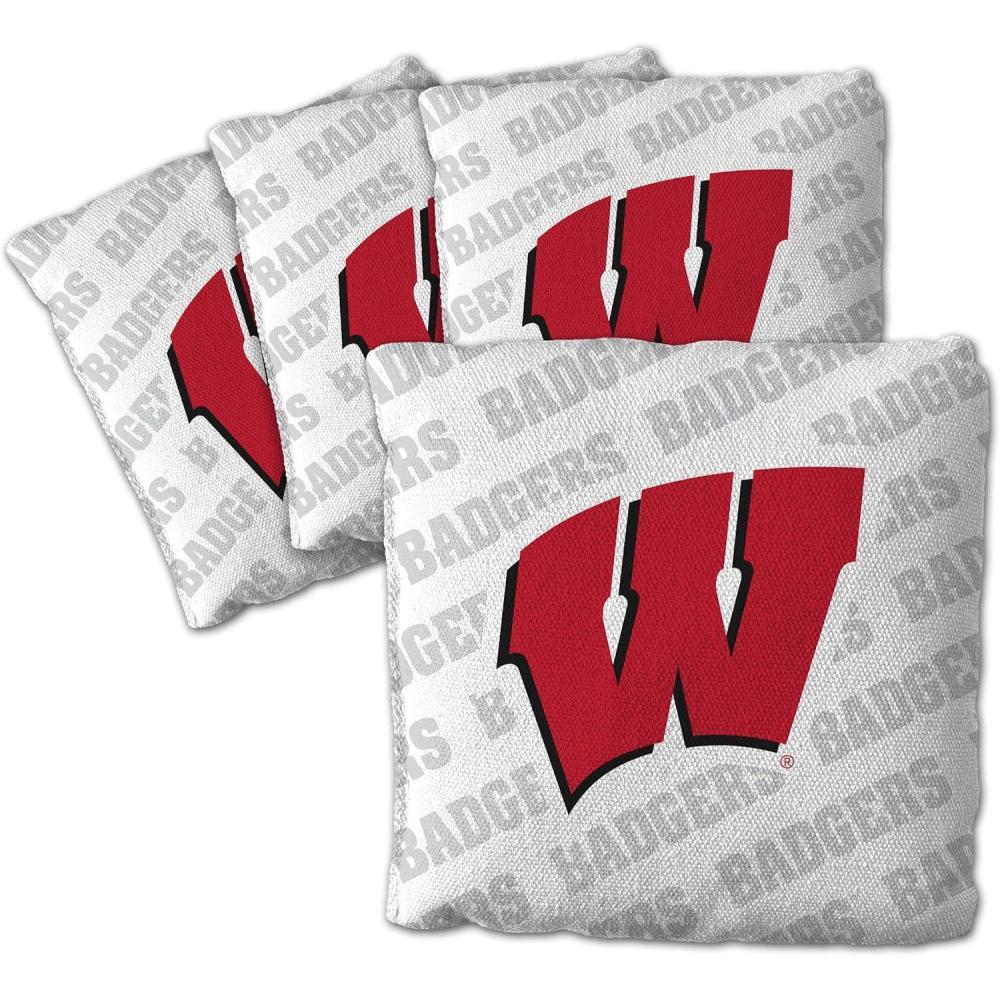 imageYouTheFan OfficiallyLicensed NCAA Set of 4 Cornhole Bags  All Weather Regulation 6 x 6 Size  16oz Weight  Designed in USAWisconsin Badgers  White