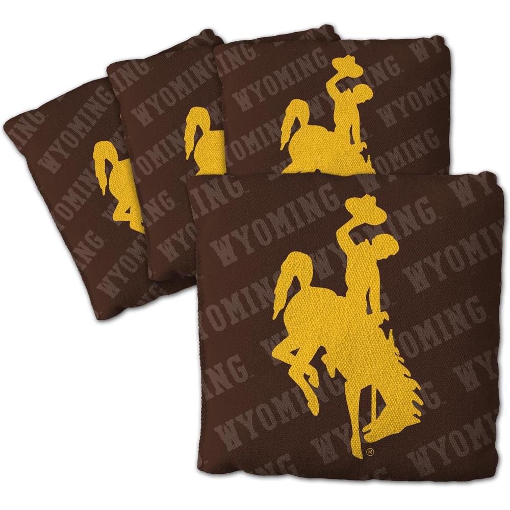 imageYouTheFan OfficiallyLicensed NCAA Set of 4 Cornhole Bags All Weather Regulation 6 x 6 Size 16oz Weight Designed in USAWyoming Cowboys Brown