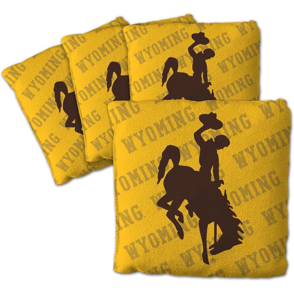 imageYouTheFan OfficiallyLicensed NCAA Set of 4 Cornhole Bags  All Weather Regulation 6 x 6 Size  16oz Weight  Designed in USAWyoming Cowboys  Yellow