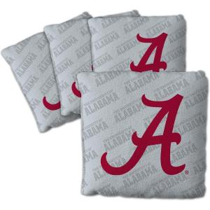 YouTheFan Officially-Licensed NCAA Set of 4 Cornhole Bags – All Weather Regulation 6” x 6” Size – 16oz Weight – Designed in USA(Alabama Crimson Tide – Grey)