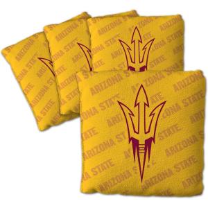 YouTheFan Officially-Licensed NCAA Set of 4 Cornhole Bags – All Weather Regulation 6” x 6” Size – 16oz Weight – Designed in USA(Arizona State Sun Devils – Yellow)