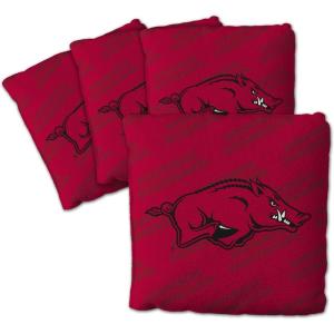 YouTheFan Officially-Licensed NCAA Set of 4 Cornhole Bags – All Weather Regulation 6” x 6” Size – 16oz Weight – Designed in USA(Arkansas Razorbacks – Red)