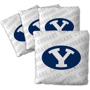 YouTheFan Officially-Licensed NCAA Set of 4 Cornhole Bags – All Weather Regulation 6” x 6” Size – 16oz Weight – Designed in USA(BYU Cougars – White)