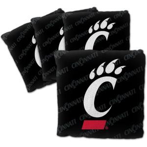 YouTheFan Officially-Licensed NCAA Set of 4 Cornhole Bags – All Weather Regulation 6” x 6” Size – 16oz Weight – Designed in USA(Cincinnati Bearcats – Black)