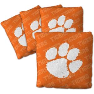 YouTheFan Officially-Licensed NCAA Set of 4 Cornhole Bags – All Weather Regulation 6” x 6” Size – 16oz Weight – Designed in USA(Clemson Tigers – Orange)