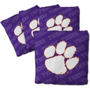 YouTheFan Officially-Licensed NCAA Set of 4 Cornhole Bags – All Weather Regulation 6” x 6” Size – 16oz Weight – Designed in USA(Clemson Tigers – Purple)