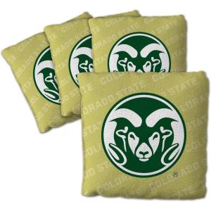YouTheFan Officially-Licensed NCAA Set of 4 Cornhole Bags – All Weather Regulation 6” x 6” Size – 16oz Weight – Designed in USA(Colorado State Rams – Gold)