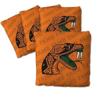 YouTheFan Officially-Licensed NCAA Set of 4 Cornhole Bags – All Weather Regulation 6” x 6” Size – 16oz Weight – Designed in USA(Florida A&M Rattler – Orange)