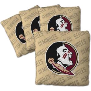 YouTheFan Officially-Licensed NCAA Set of 4 Cornhole Bags – All Weather Regulation 6” x 6” Size – 16oz Weight – Designed in USA(Florida State Seminoles – Gold)