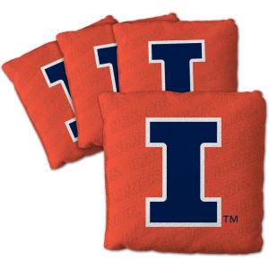 YouTheFan Officially-Licensed NCAA Set of 4 Cornhole Bags – All Weather Regulation 6” x 6” Size – 16oz Weight – Designed in USA(Illinois Fighting Illini – Orange)