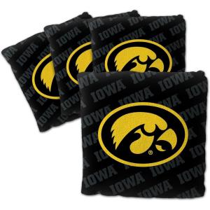 YouTheFan Officially-Licensed NCAA Set of 4 Cornhole Bags – All Weather Regulation 6” x 6” Size – 16oz Weight – Designed in USA(Iowa Hawkeyes – Black)