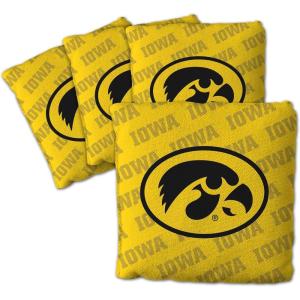 YouTheFan Officially-Licensed NCAA Set of 4 Cornhole Bags – All Weather Regulation 6” x 6” Size – 16oz Weight – Designed in USA(Iowa Hawkeyes – Yellow)