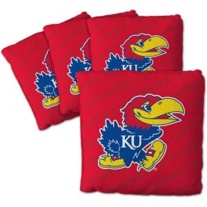 YouTheFan Officially-Licensed NCAA Set of 4 Cornhole Bags – All Weather Regulation 6” x 6” Size – 16oz Weight – Designed in USA(Kansas Jayhawks – Red)