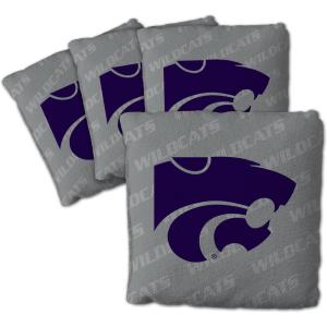 YouTheFan Officially-Licensed NCAA Set of 4 Cornhole Bags – All Weather Regulation 6” x 6” Size – 16oz Weight – Designed in USA(Kansas State Wildcats – Grey)