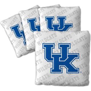 YouTheFan Officially-Licensed NCAA Set of 4 Cornhole Bags – All Weather Regulation 6” x 6” Size – 16oz Weight – Designed in USA(Kentucky Wildcats – White)