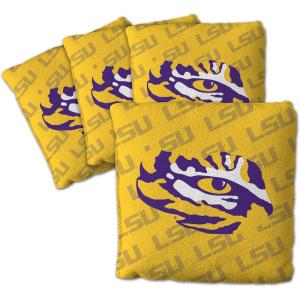 YouTheFan Officially-Licensed NCAA Set of 4 Cornhole Bags – All Weather Regulation 6” x 6” Size – 16oz Weight – Designed in USA(LSU Tigers – Yellow)
