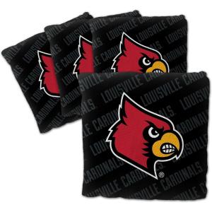 YouTheFan Officially-Licensed NCAA Set of 4 Cornhole Bags – All Weather Regulation 6” x 6” Size – 16oz Weight – Designed in USA(Louisville Cardinals – Black)