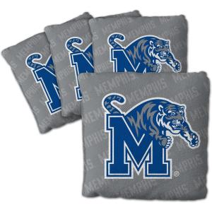 YouTheFan Officially-Licensed NCAA Set of 4 Cornhole Bags – All Weather Regulation 6” x 6” Size – 16oz Weight – Designed in USA(Memphis Tigers – Grey)