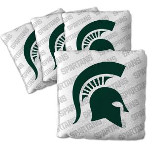 YouTheFan Officially-Licensed NCAA Set of 4 Cornhole Bags – All Weather Regulation 6” x 6” Size – 16oz Weight – Designed in USA(Michigan State Spartans – White)