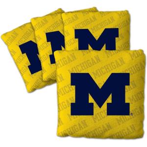 YouTheFan Officially-Licensed NCAA Set of 4 Cornhole Bags – All Weather Regulation 6” x 6” Size – 16oz Weight – Designed in USA(Michigan Wolverines – Yellow)