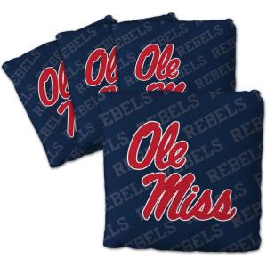 YouTheFan Officially-Licensed NCAA Set of 4 Cornhole Bags – All Weather Regulation 6” x 6” Size – 16oz Weight – Designed in USA(Mississippi Rebels – Blue)