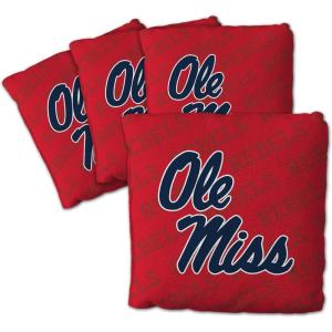 YouTheFan Officially-Licensed NCAA Set of 4 Cornhole Bags – All Weather Regulation 6” x 6” Size – 16oz Weight – Designed in USA(Mississippi Rebels – Red)