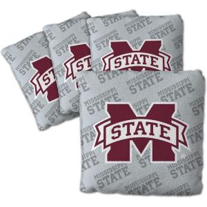 YouTheFan Officially-Licensed NCAA Set of 4 Cornhole Bags – All Weather Regulation 6” x 6” Size – 16oz Weight – Designed in USA(Mississippi State Bulldogs – Grey)